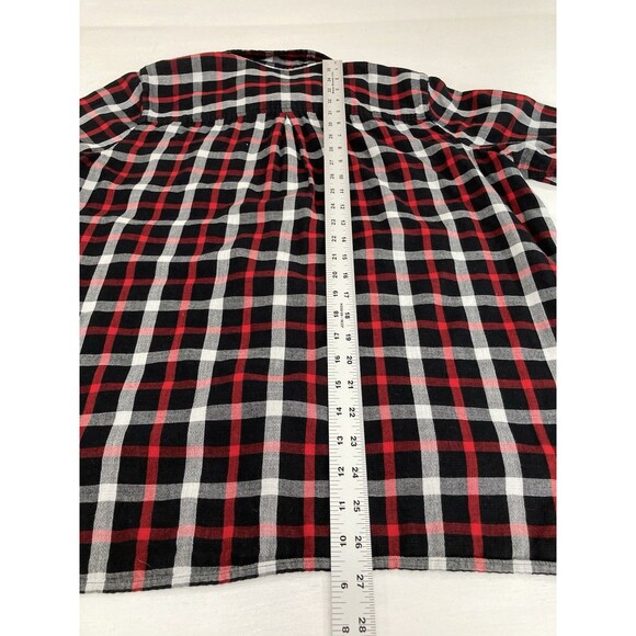 J. JILL Shirt Women's XL Black Red Button Up Blouse Roll Tab Sleeves Casual - Picture 11 of 12
